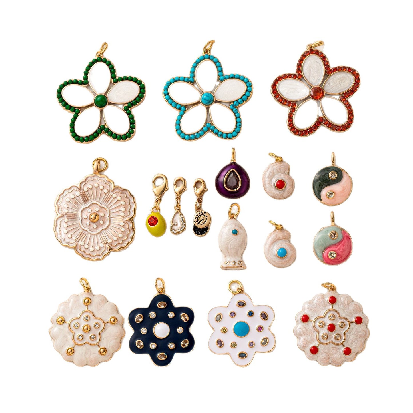 Sweet Round Floral Plant Stainless Steel PVD Pendant Necklace