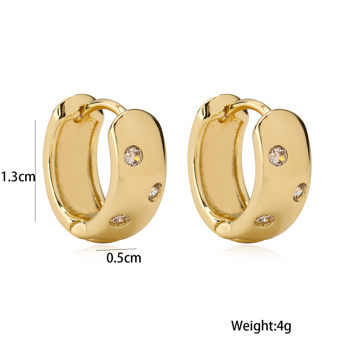 Minimalist Geometric Copper Hoop Earrings with Real Gold Plating and Micro-Paved Zirconia