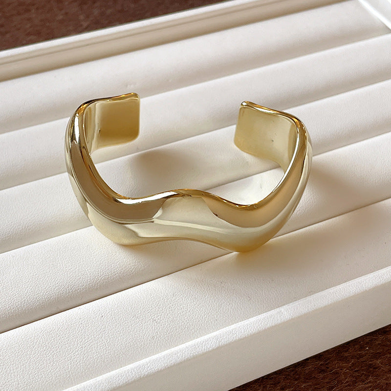 Bracciale in acrilico aperto a onda, design geometrico ovale, stile minimalista esagerato, alla moda, leggero, lussuoso, gioiello da mano