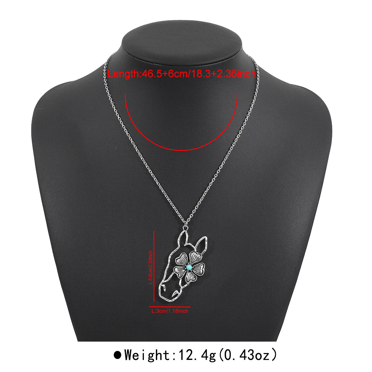 Collana vintage bohémien geometrica in lega con ciondolo turchese e finitura placcata su catena a onda per donna