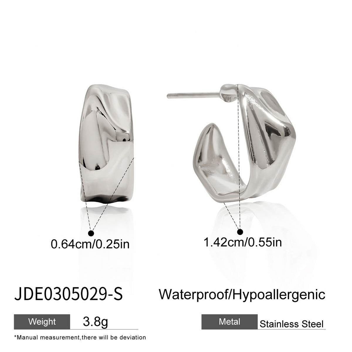 Pendientes de Acero de Titanio Geométricos para Mujer con Acabado Galvanizado, Joyería de Acero Inoxidable Hipoalergénica y a la Moda