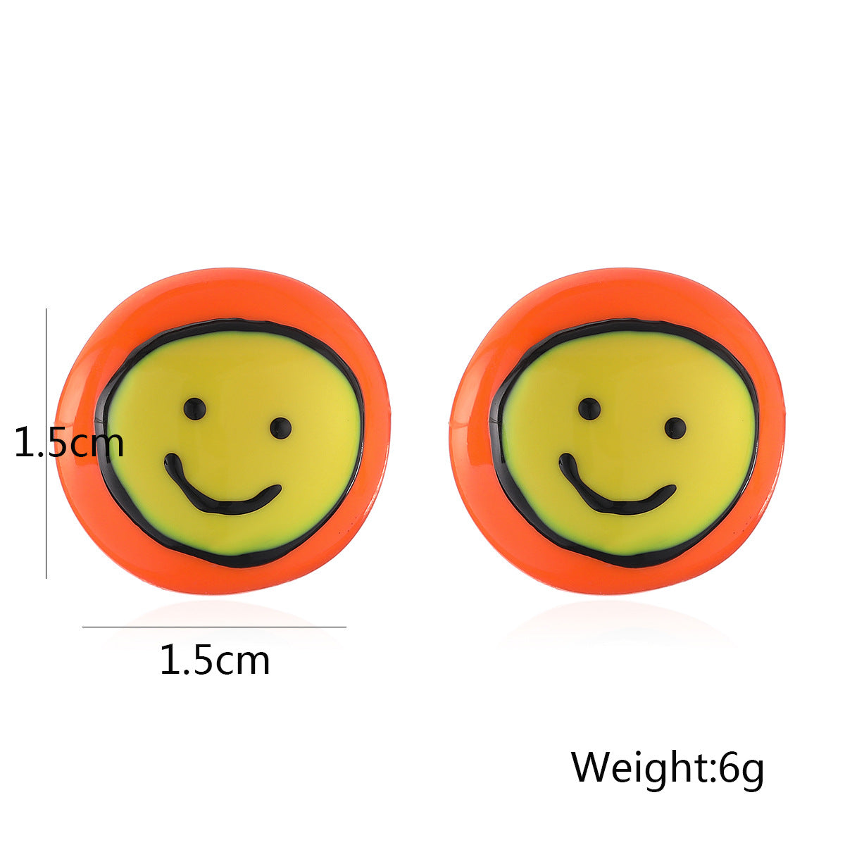 Minimalist Geometric Copper Gold-Plated Pearl Smiley Stud Earrings for Women