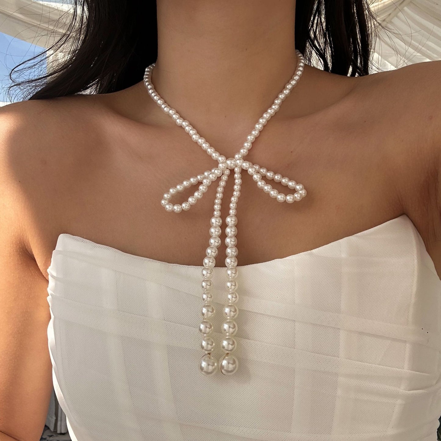 Vintage Luxury Geometric Rhinestone and Imitation Pearl Beaded Layered Necklace for Women