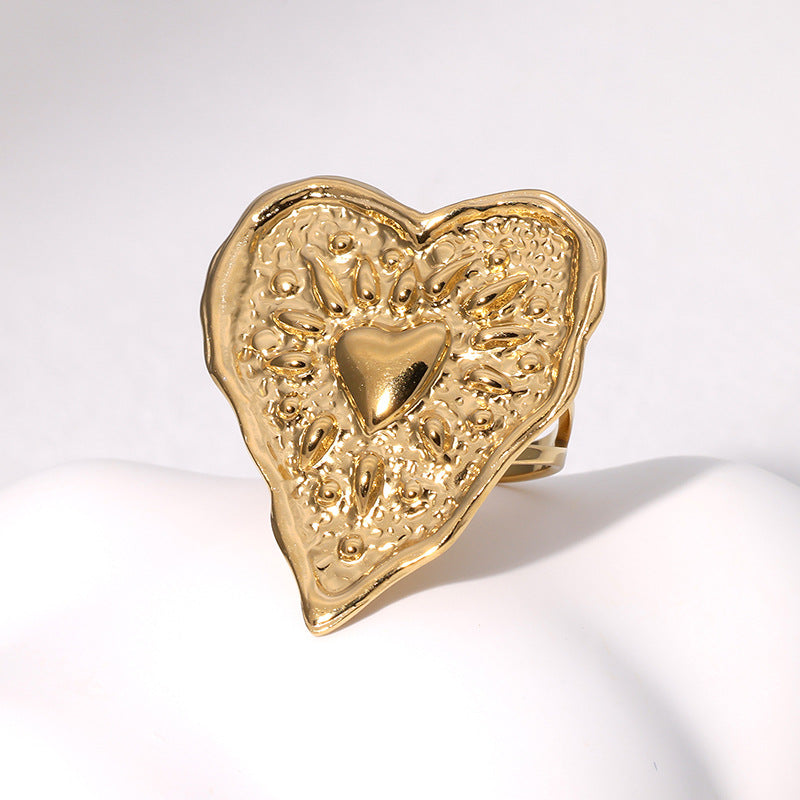Minimalist Heart-Shaped Stainless Steel Plated Gold Ring for Women with Luxe Minimalist Aesthetic