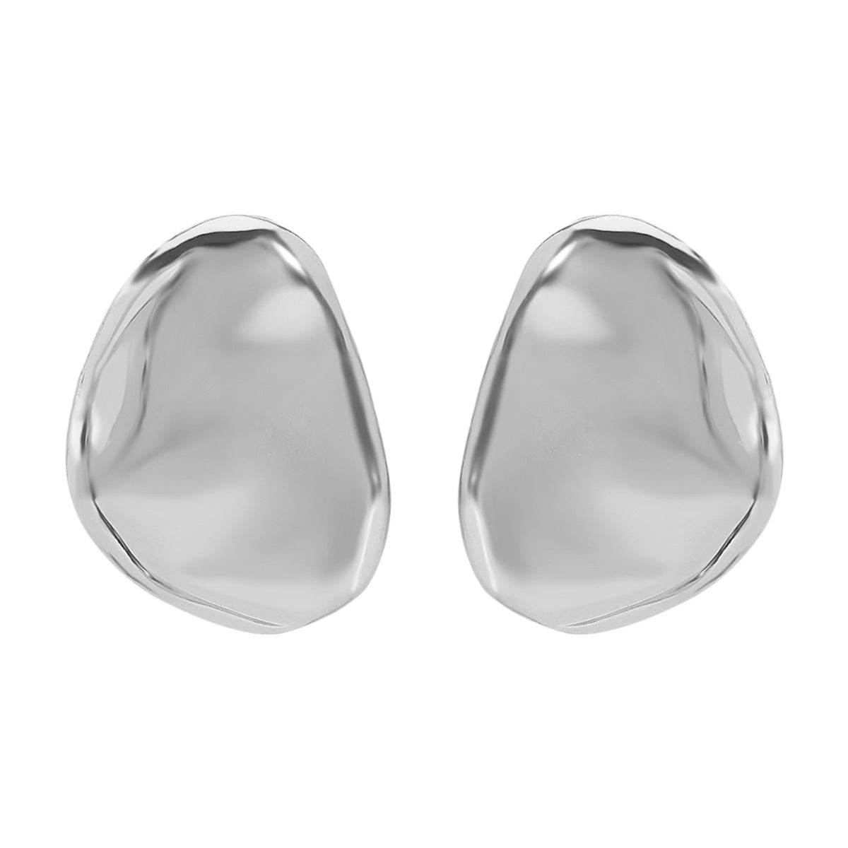 Orecchini a perno ovali geometrici chic e minimalisti in lega di zinco con finitura galvanizzata da donna