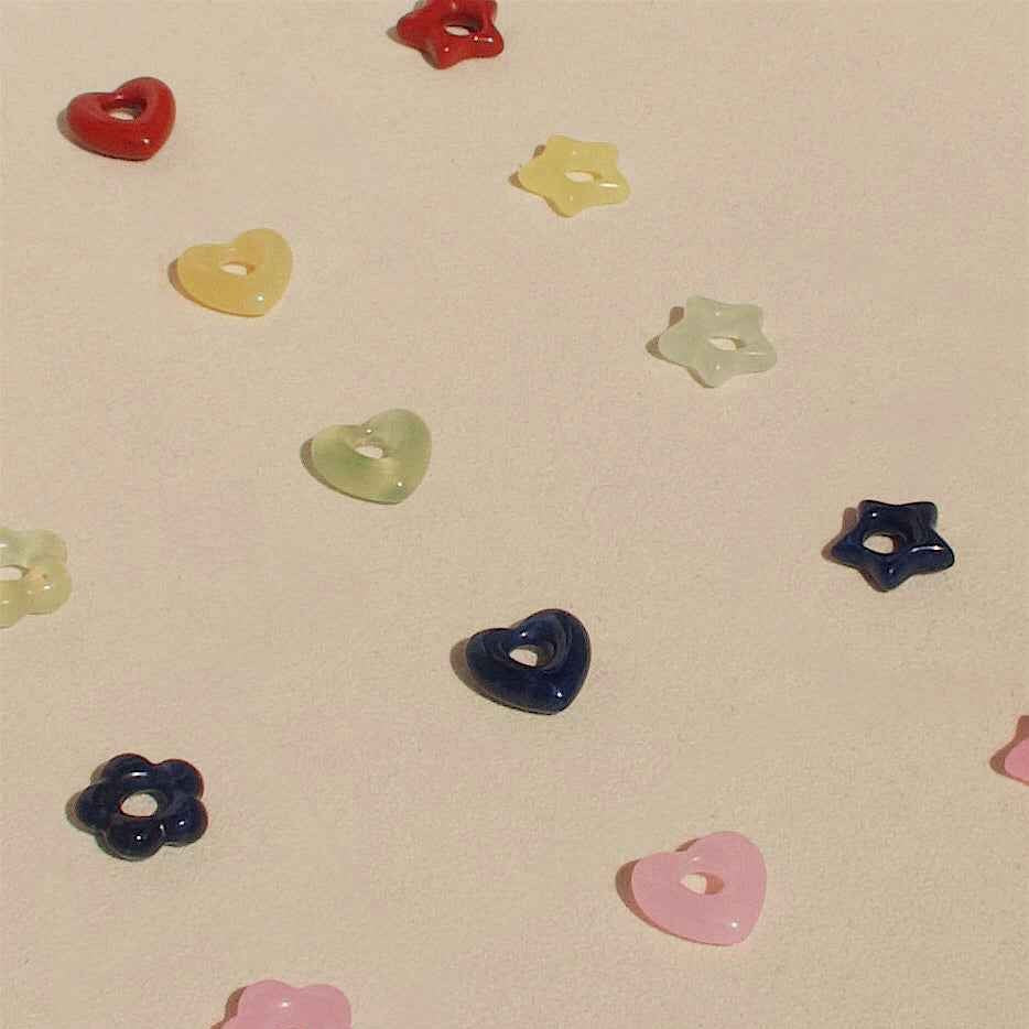 Minimalist Colorful Heart Geometric Resin Plated DIY Charm Bar Necklace