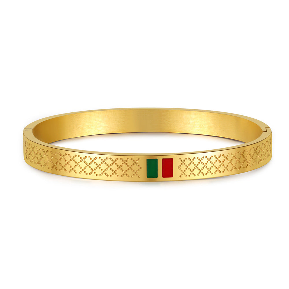 Geometric Round Titanium Steel Drip Oil Plated Bracelet for Unisex
