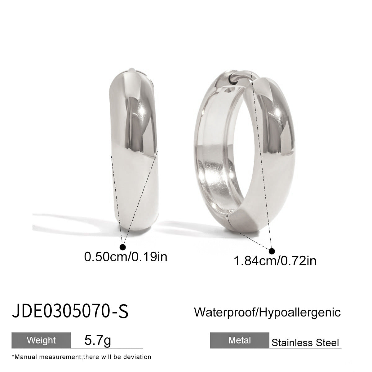 Orecchini a Cerchio Geometrici Minimalisti di Lusso con Cerchio Placcati Oro 18K in Acciaio Inossidabile per Donne