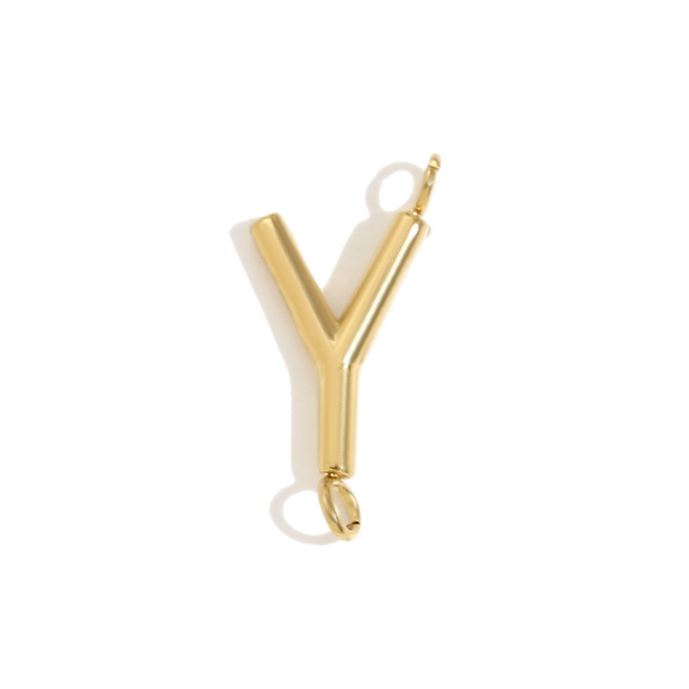 Minimalist 18K Gold Plated Stainless Steel Letter Charm Bar
