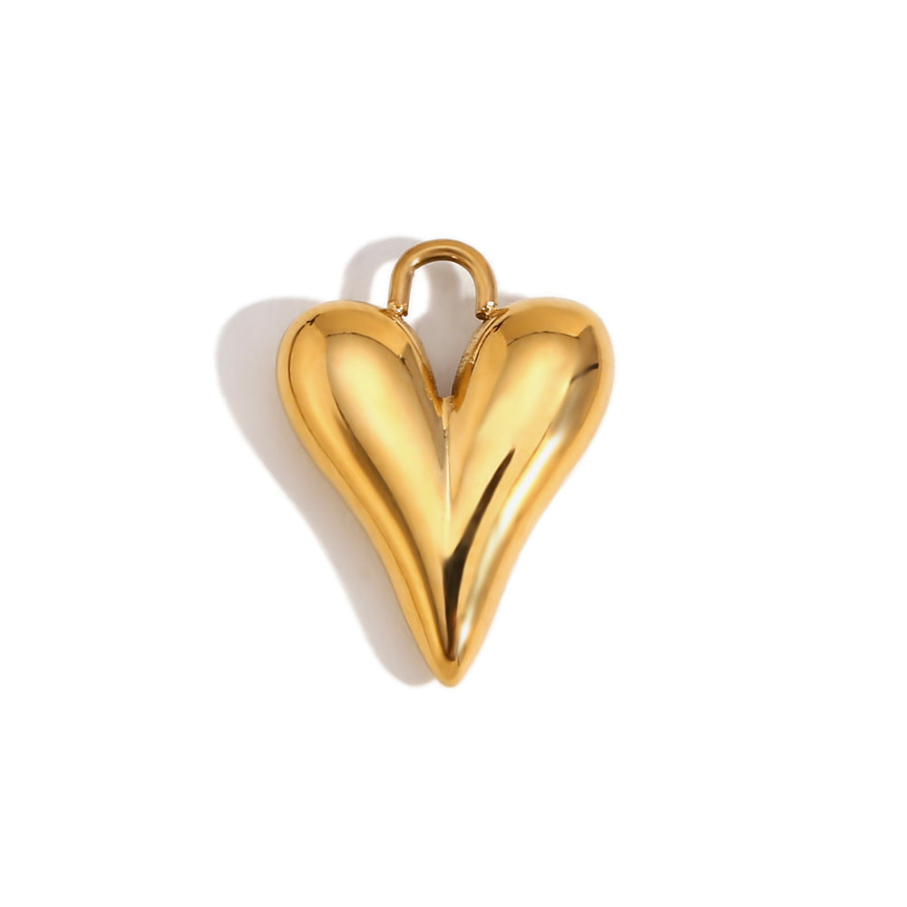 Geometric Sunflower Heart Pendant in Stainless Steel with 18K Gold Plating, Vintage-Inspired Rose and Daisy Accents for Women