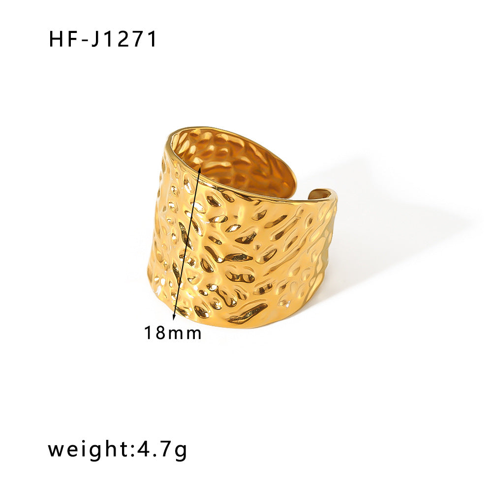 Minimalist Geometric Stainless Steel Ring with 18K Vacuum Plated Finish for Women