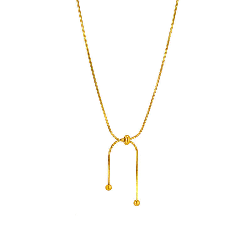 Set Collana e Bracciale da Donna Minimalisti in Acciaio al Titanio a Maglia Serpente con Finitura Placcata