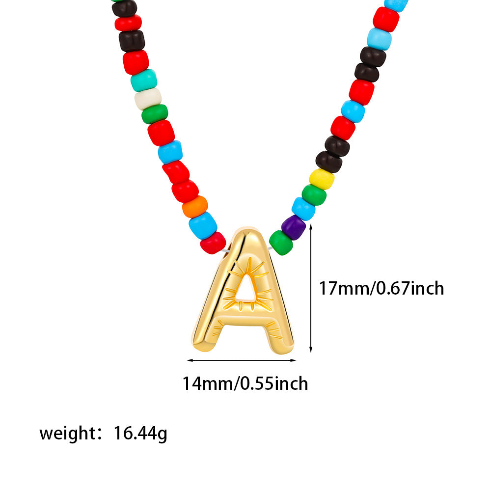 Collana con Lettere Unisex in Acciaio Inossidabile Placcato Oro 18K Casual