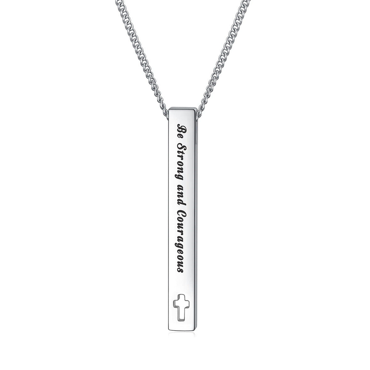 Elegante Collana Bibbia Geometrica in Acciaio Inox da Donna con Ciondolo in Acciaio al Titanio Lucido e Motivo a Margherite su Catena a O