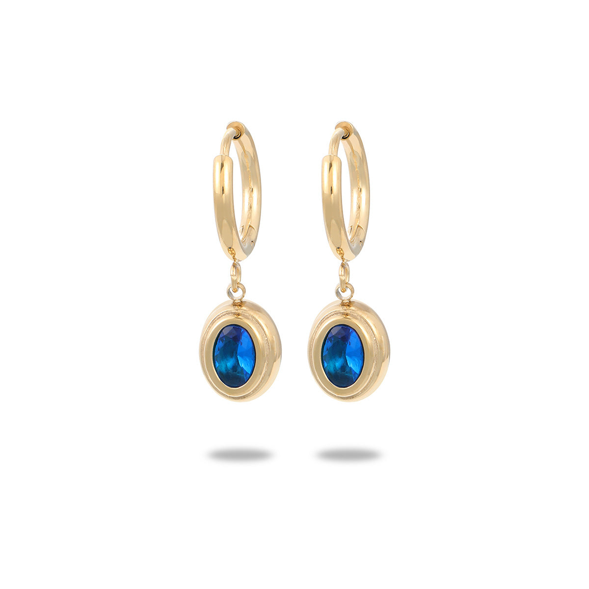 Aretes de acero inoxidable geométricos minimalistas para mujer con baño de oro de 18 quilates e incrustaciones de circonitas