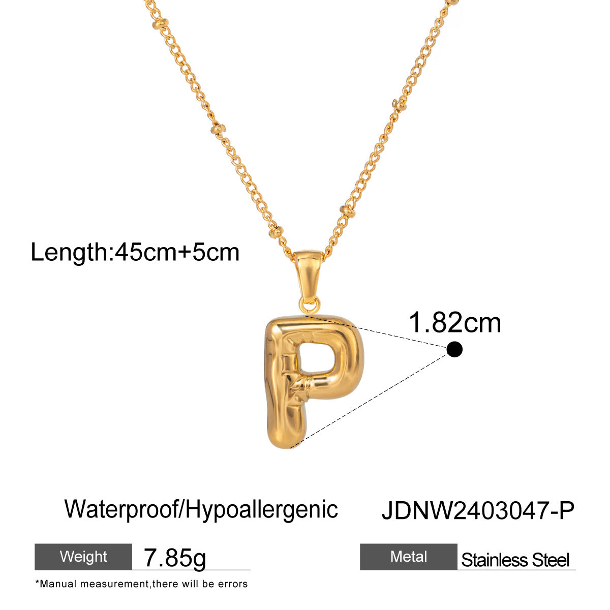 Minimalist Stainless Steel Letter Pendant Necklace Plated Titanium Steel Chain for Women