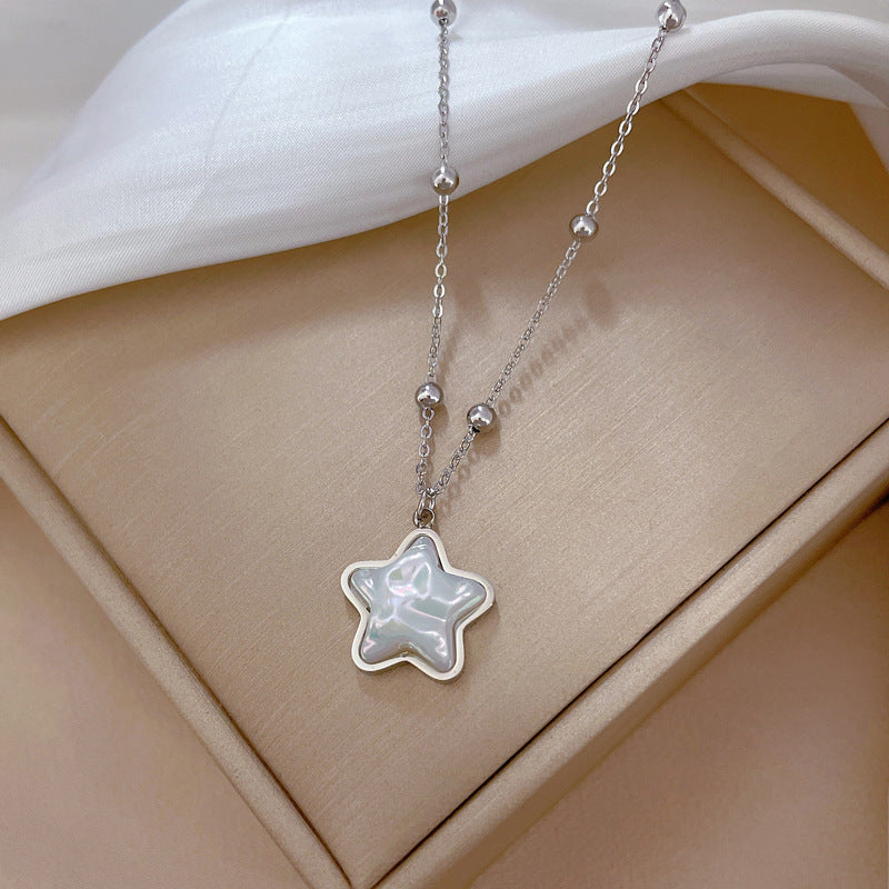 Minimalist Geometric Titanium Steel Star Mermaid Pendant Necklace for Women and Men with Gold Plating Locket Chain