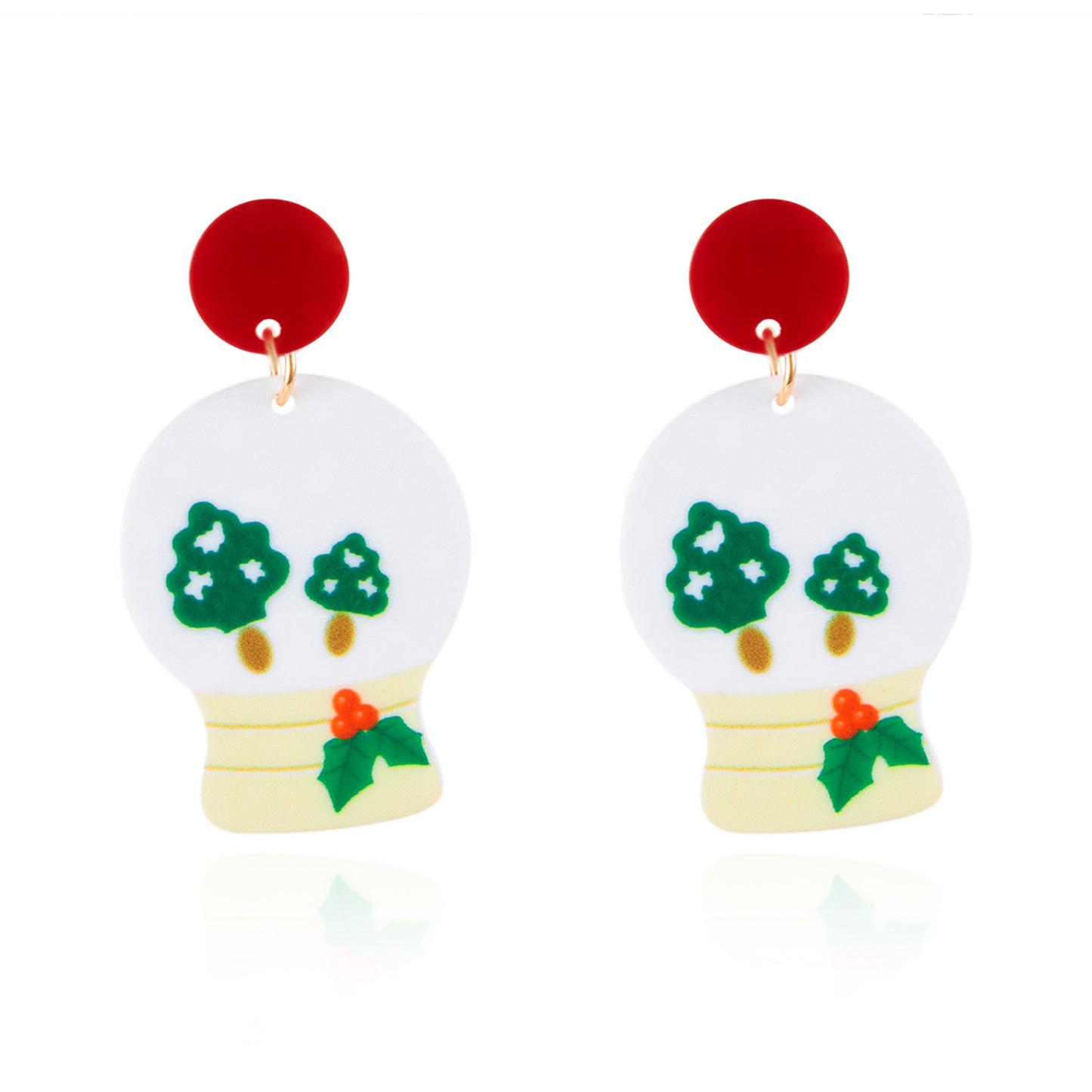 Cute Christmas Deer and Bell Acrylic Earrings for Women with Printed Holiday Design
