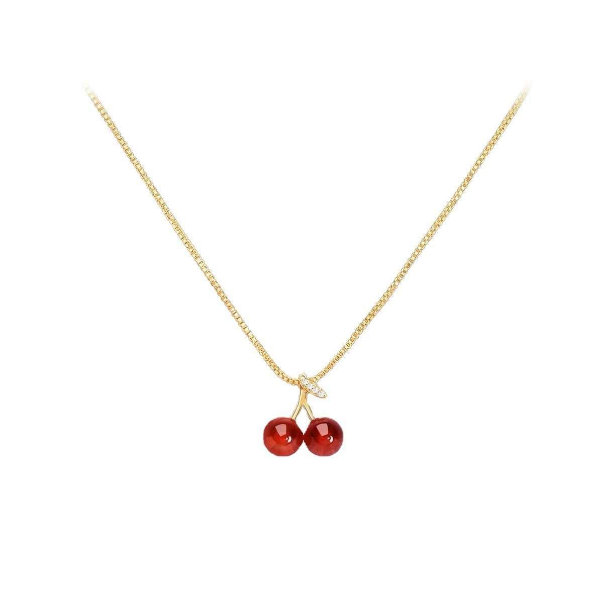 Collana da Donna in Acciaio al Titanio Placcato con Ciliegia, Design a Catena a O, Collana a Medaglione dall'Estetica Dolce e Fresca