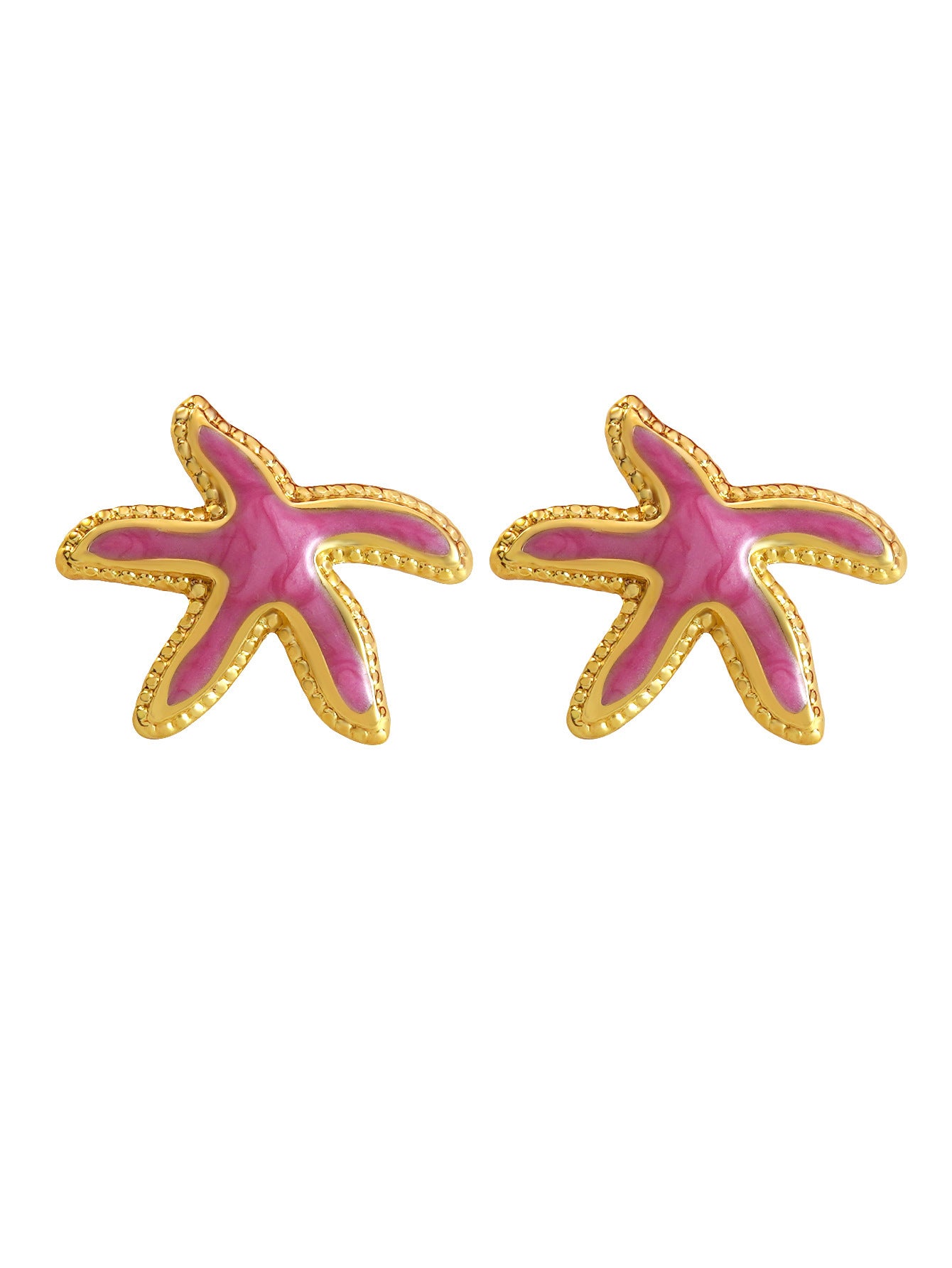 Orecchini da donna casual in acciaio inossidabile a forma di stella marina e conchiglia con gocciolamento d'olio
