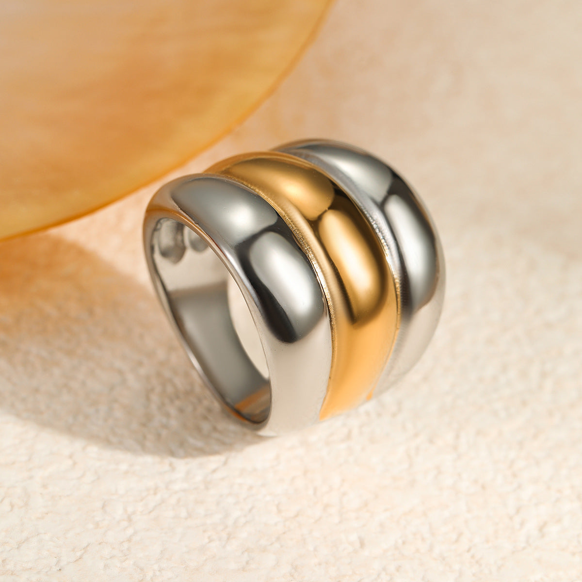 Anello da donna in acciaio inossidabile con placcatura, lussuoso, vintage, geometrico