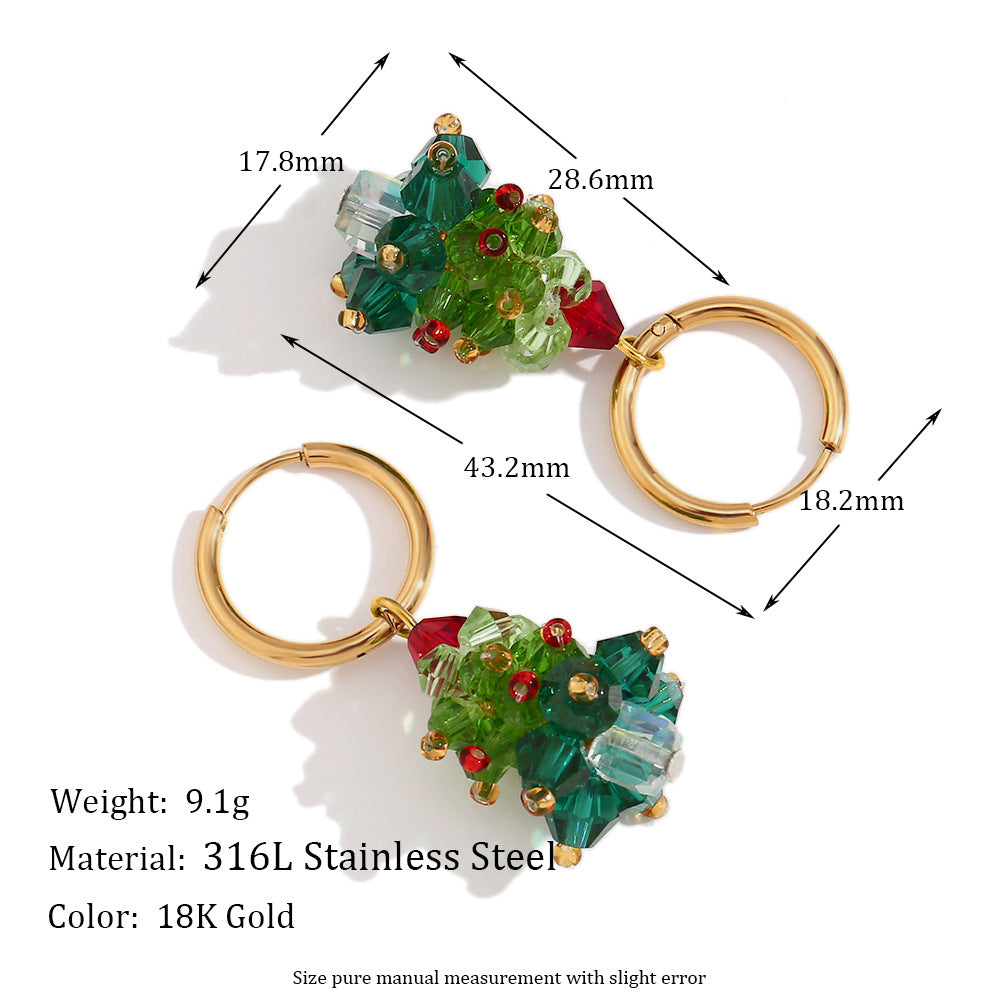 Collana con ciondolo albero di Natale in acciaio inossidabile placcato oro 18K geometrico minimalista da donna