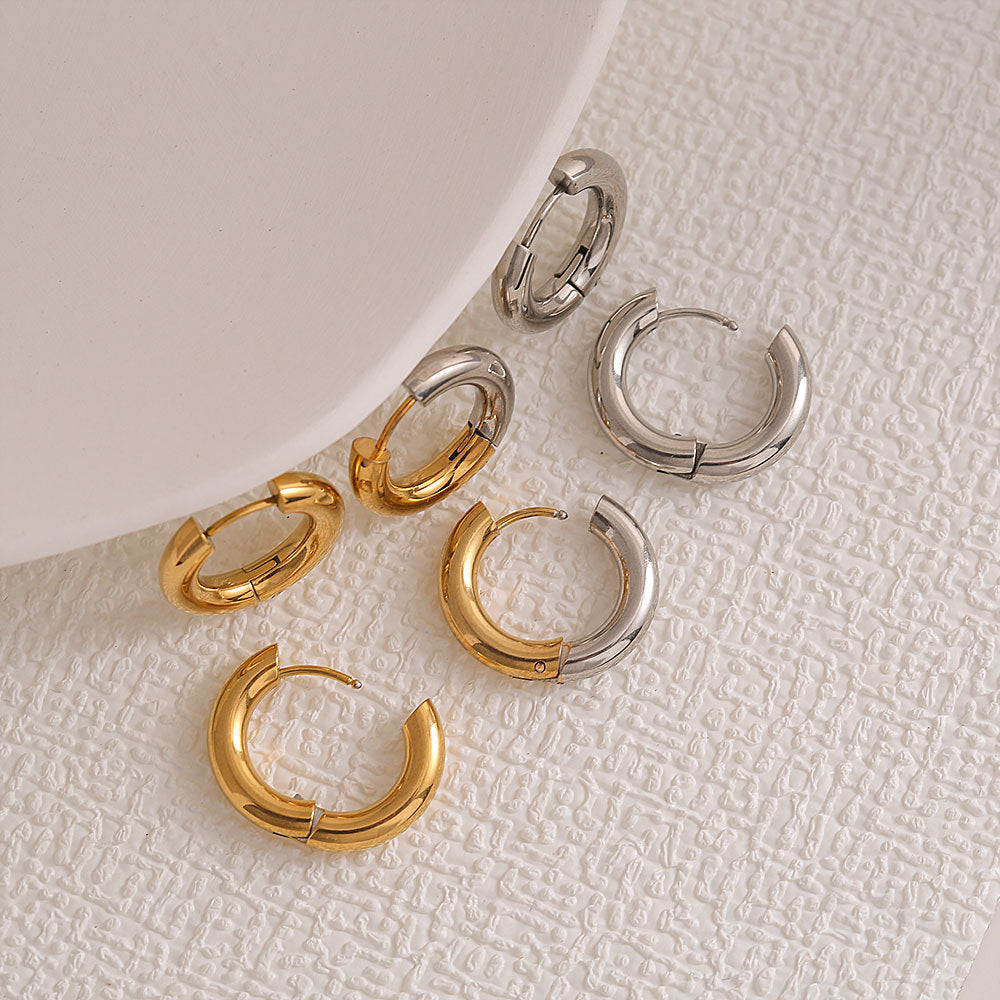 Orecchini a polsino geometrici minimalisti a U in acciaio inossidabile placcato oro e argento, unisex, alla moda