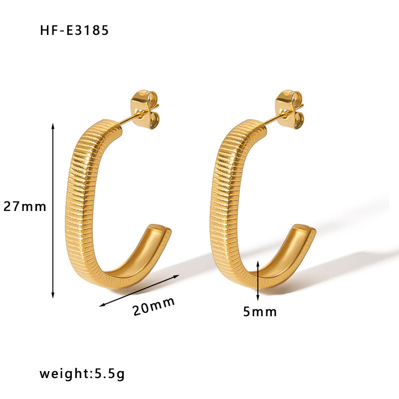 Orecchini a cerchio geometrici minimalisti in acciaio inossidabile placcato oro 18 carati da donna