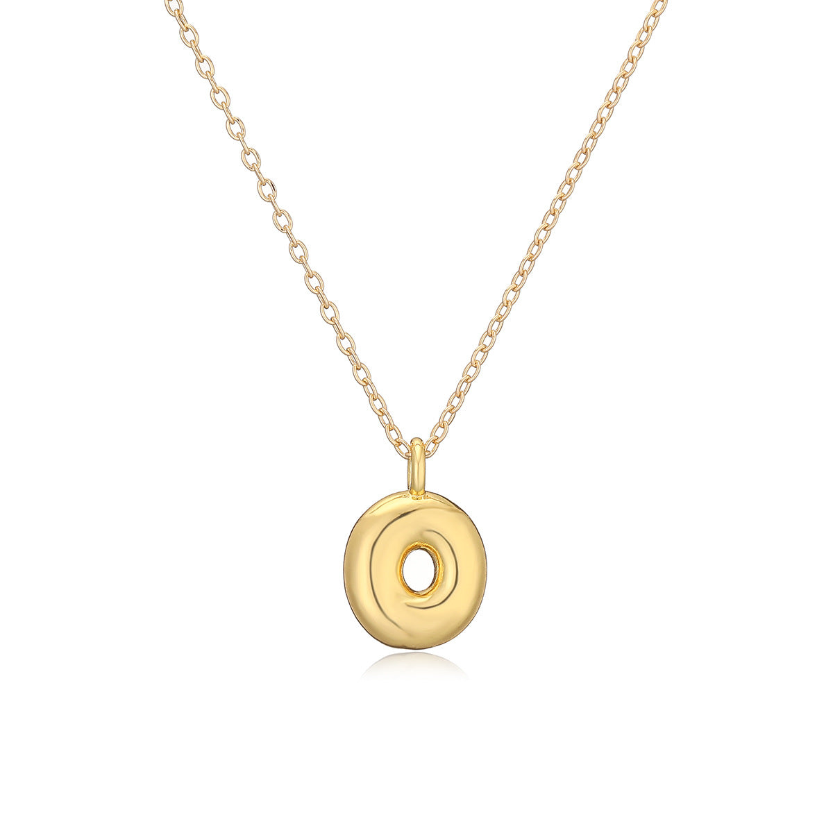 Minimalist Letter-Shaped Copper Pendant Necklace with Real Gold Plating for Women