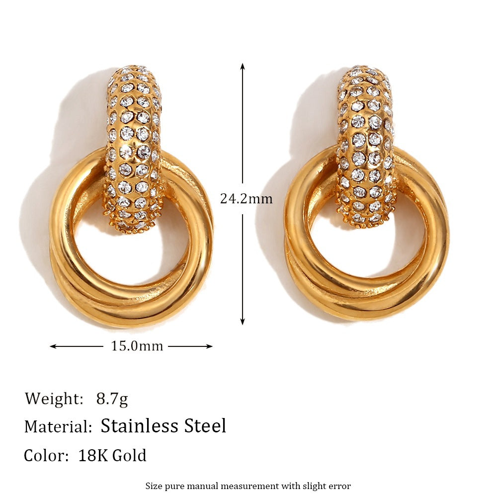 Orecchini a perno da donna minimalisti geometrici a petalo in acciaio inossidabile con placcatura in oro 18K
