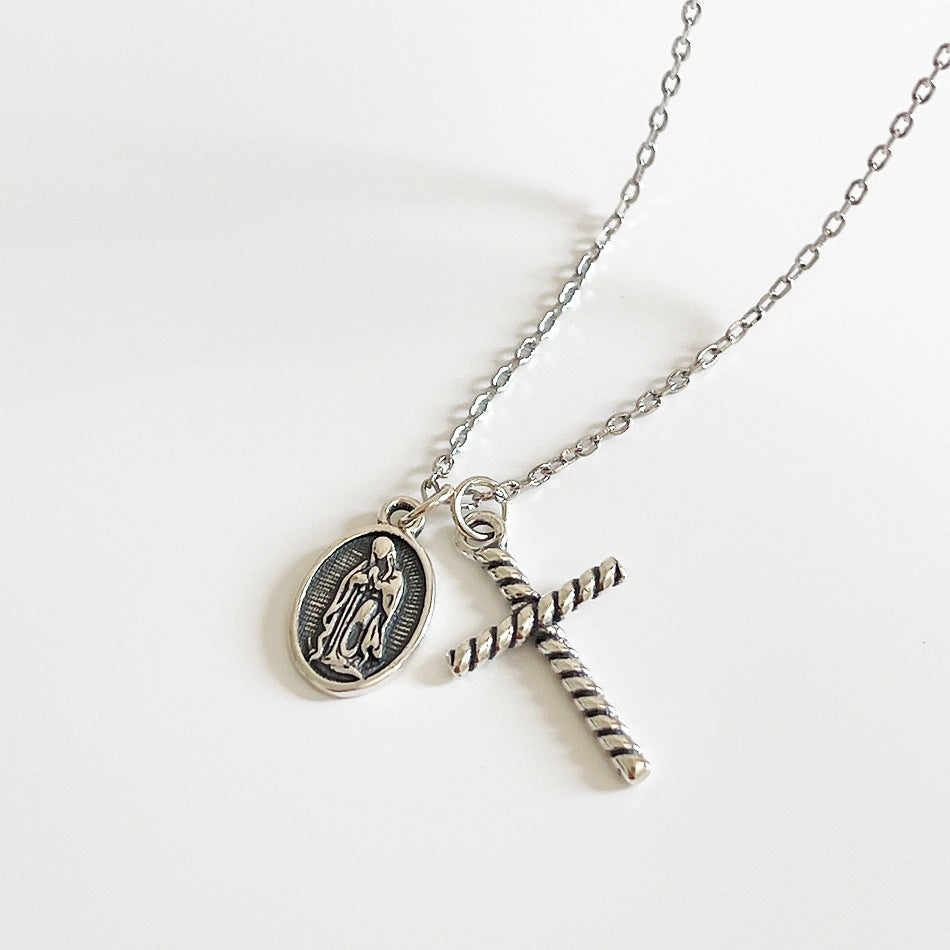 Vintage 925 Sterling Silver Cross Pendant Necklace
