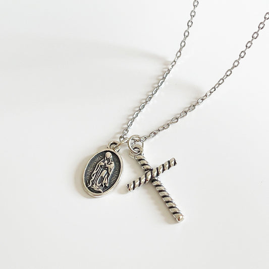 Collana Pendente Croce Vintage in Argento Sterling 925