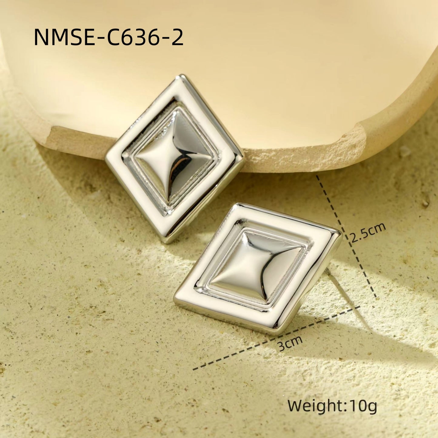 Pendientes de acero inoxidable de moda con forma geométrica de corazón y cuadrado, con acabado chapado, para mujer