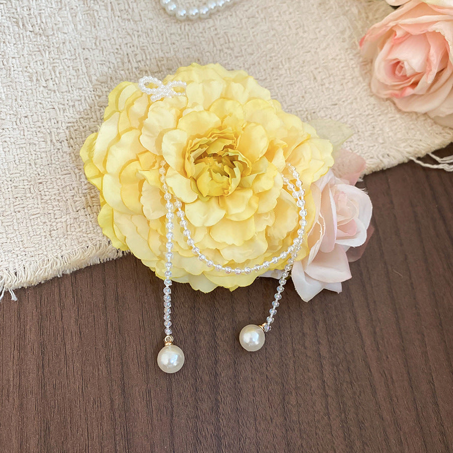 Elegante pinza de pelo de tela floral para mujer con diseño de pico de pato, accesorio para el pelo hecho a mano de estilo dulce y fresco