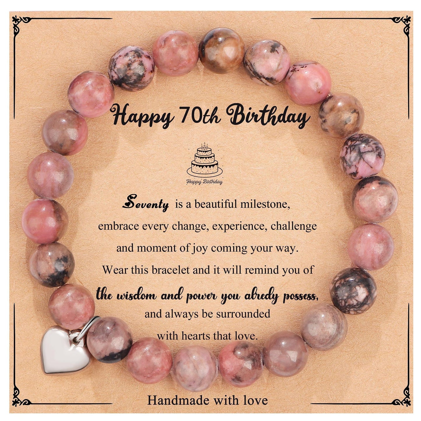 Natural Stone Zebra Print Round Beaded Bracelet for Women