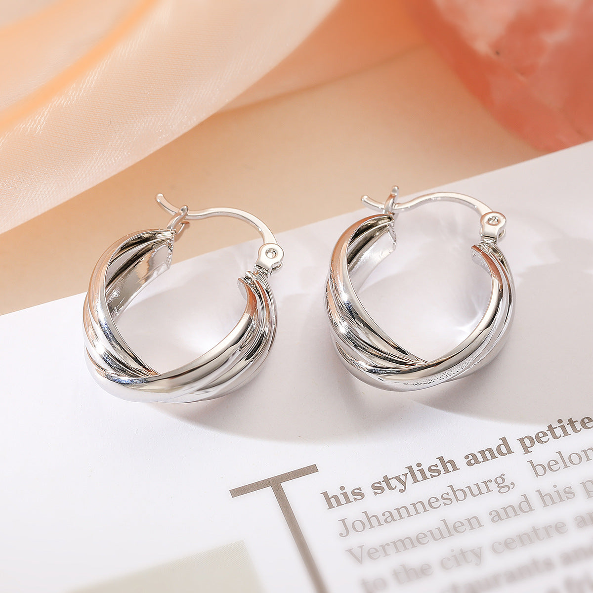Orecchini a cerchio geometrici minimalisti da donna in rame placcato oro