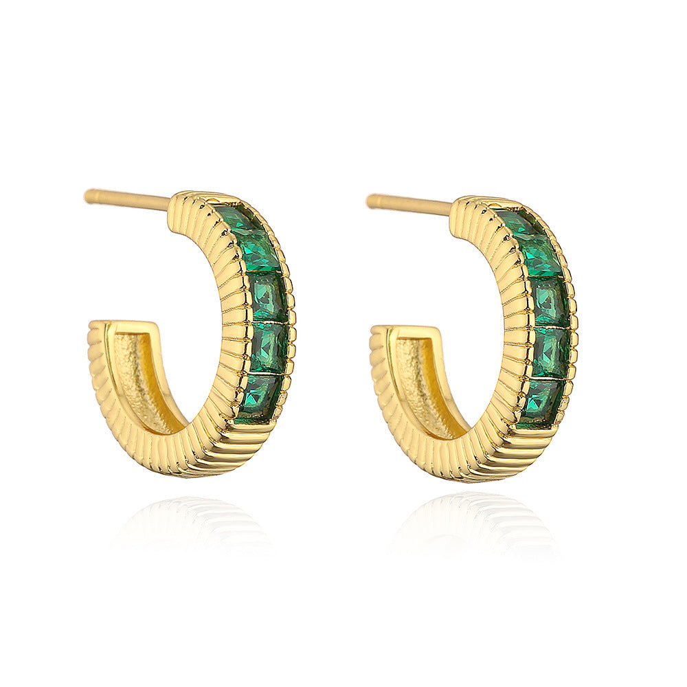 Orecchini da donna geometrici a cerchio in stile vintage color rame con placcatura in oro 18 carati e zirconi cubici