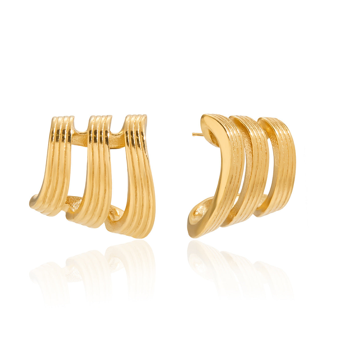 Pendientes de rosca de acero inoxidable geométricos con acabado chapado para mujer, aretes de lujo minimalistas