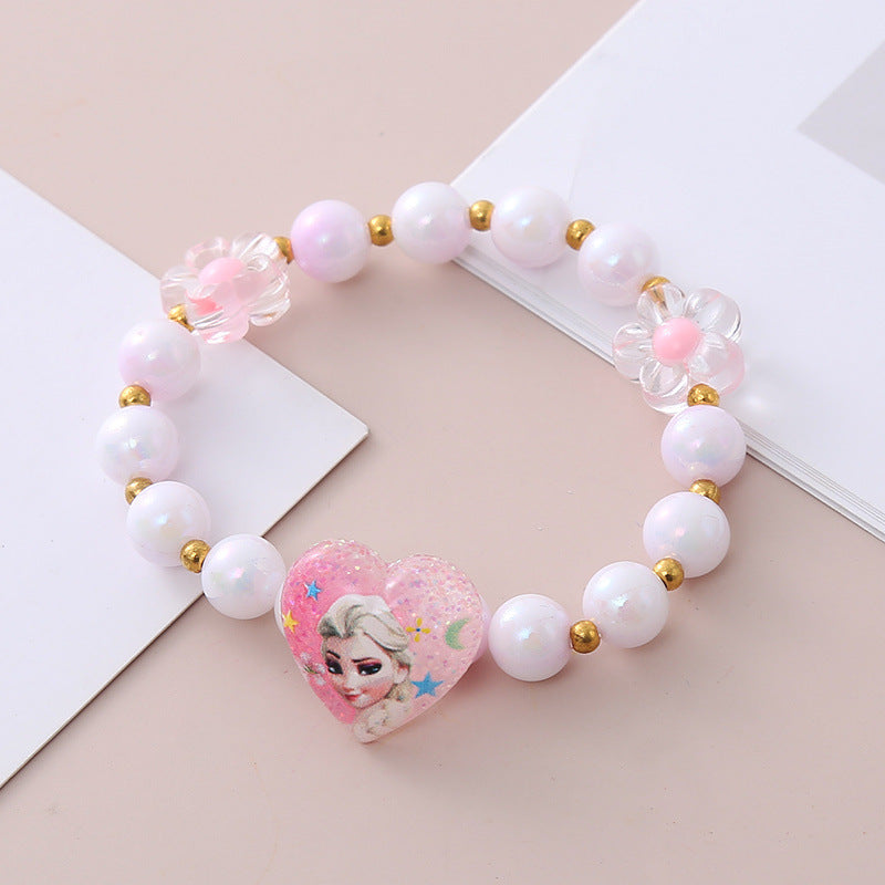 Bonita pulsera infantil para niñas con diseño de estrella hecha de plástico y resina con temática de la Princesa Anna