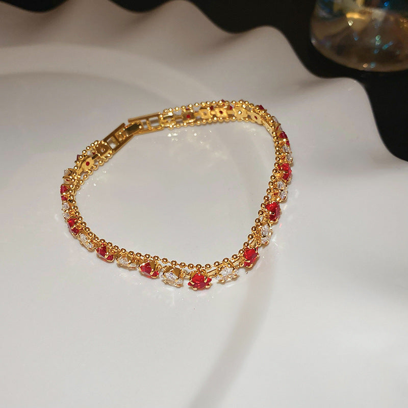 Elegant Gold Plated Brass Butterfly Floral Cubic Zirconia Bracelet for Women