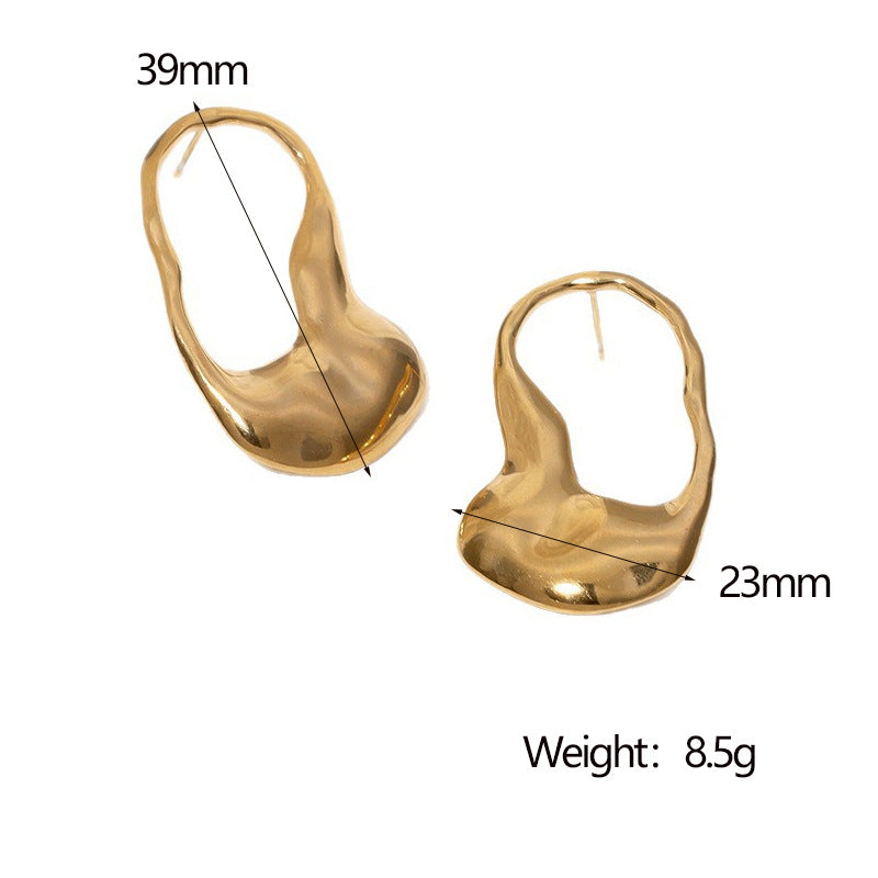 Orecchini Geometrici Minimalisti da Donna in Acciaio Inossidabile con Finitura Galvanica, Design Asimmetrico, Ipoallergenici e Resistenti all'Ossidazione