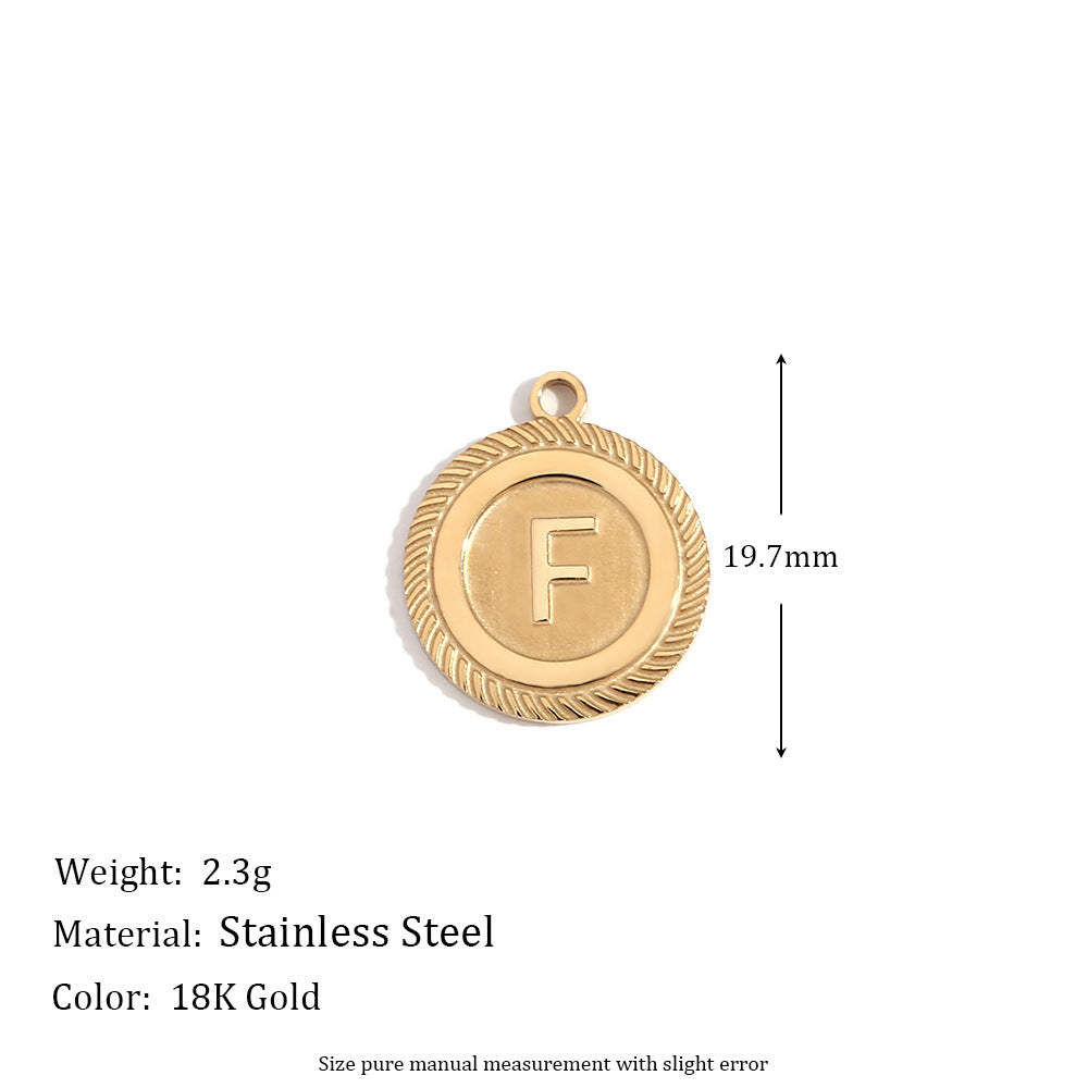 Vintage Fashion Minimalist Stainless Steel Plated 18K Gold Letter Pendant Necklace for Women