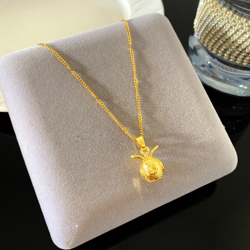Minimalist Sweet Twisted Square Heart Titanium Steel Plated Necklace with Brass Pendant Bamboo Chain Unisex