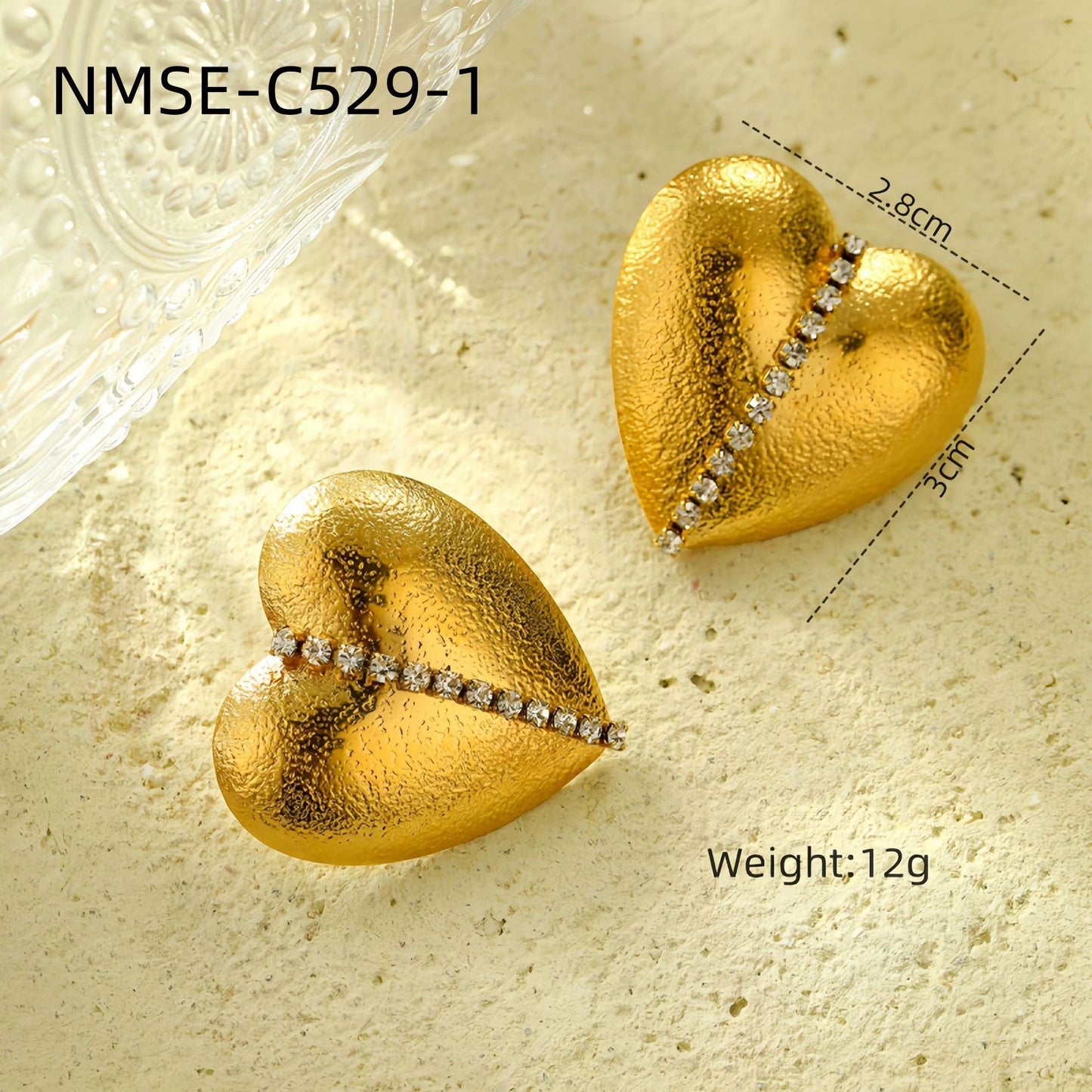 Fashionable Heart-Shaped Stainless Steel Stud Earrings with Plated Finish for Women