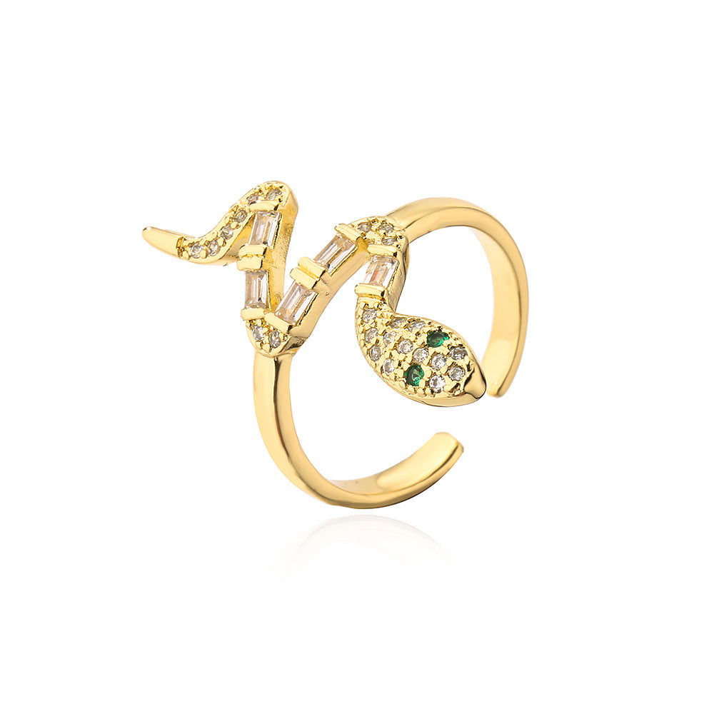 Geometric Brass Gold Plated Cubic Zirconia Drip Oil Ring for Women