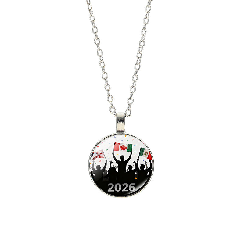 Collana sportiva casual in lega placcata argento con pendente in cristallo unisex
