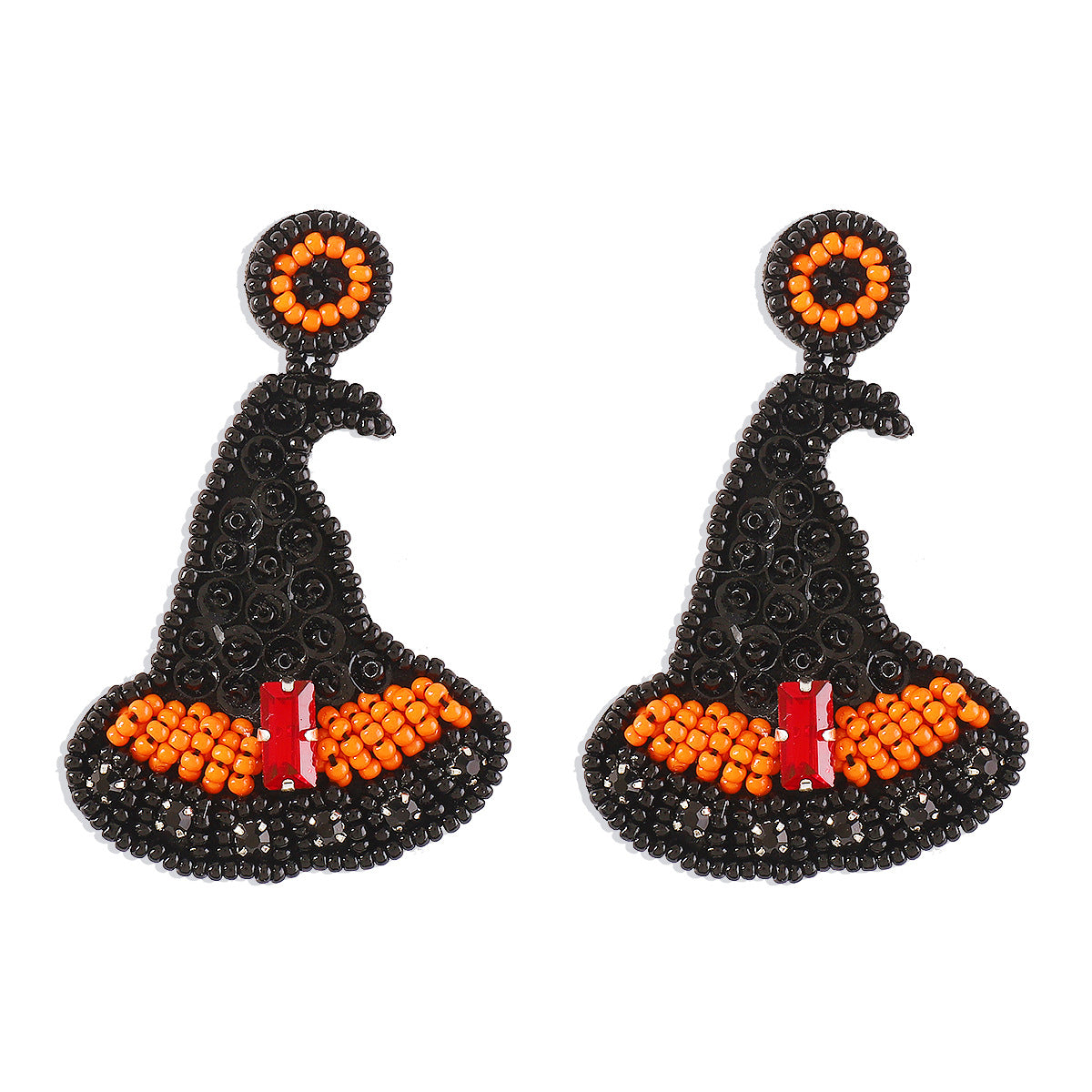 Divertidos Pendientes de Halloween de Dibujos Animados con Diseño de Calabaza, Fantasma y Calavera en Base Acrílica con Detalles de Diamantes de Imitación y Lentejuelas para Mujer