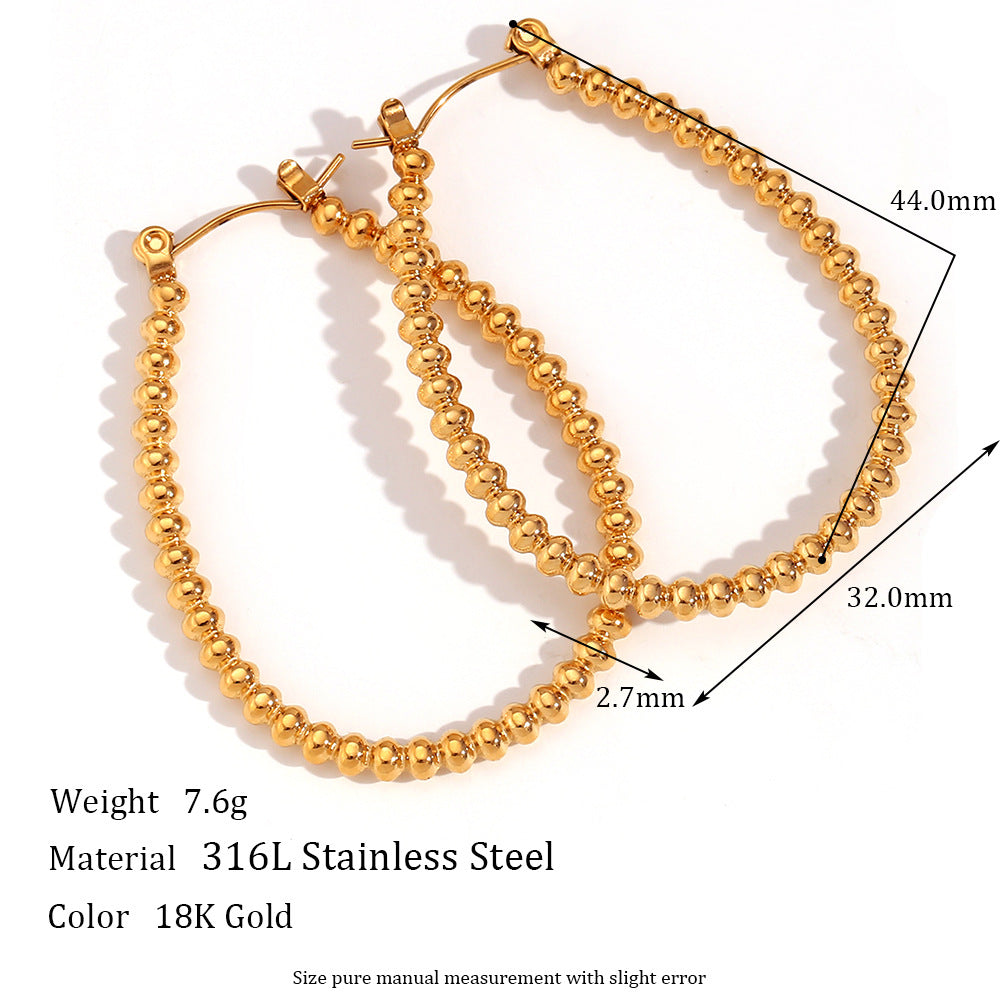 Minimalist Geometric Stainless Steel Earrings with 18K Gold Plating for Women