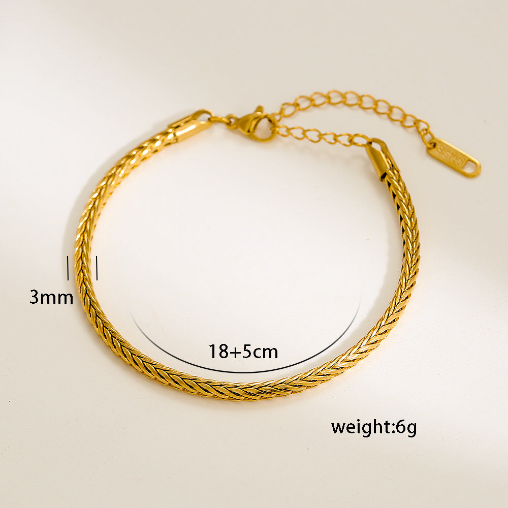 Pulsera Minimalista en V de Acero Inoxidable con Baño de Oro de Doble Fila para Hombres y Mujeres con Acentos Hip-Hop y Retro