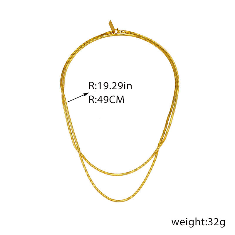 Minimalist Retro Stainless Steel Gold-Plated Snake Chain Necklace for Women